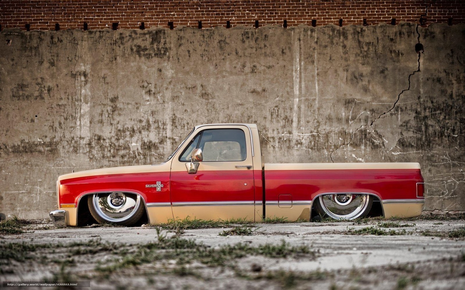 Red and beige custom pickup truck