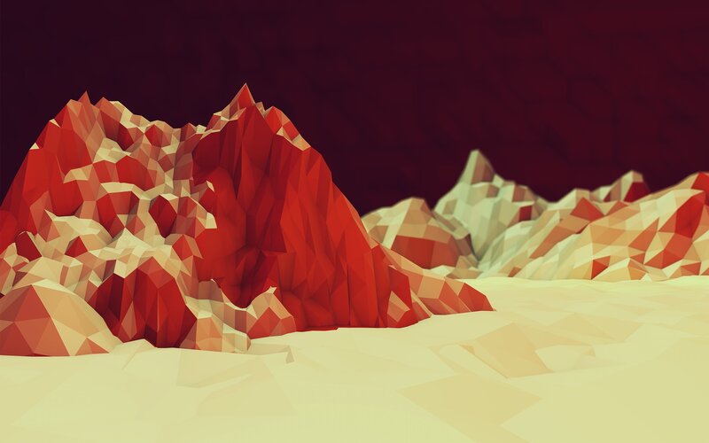 Red and Beige Mountains — Dramatic, Digital Art