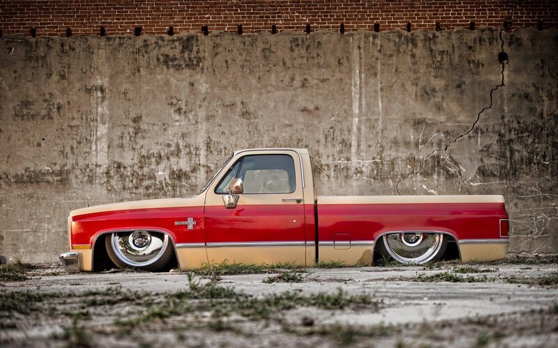 Red and Beige Pickup Truck