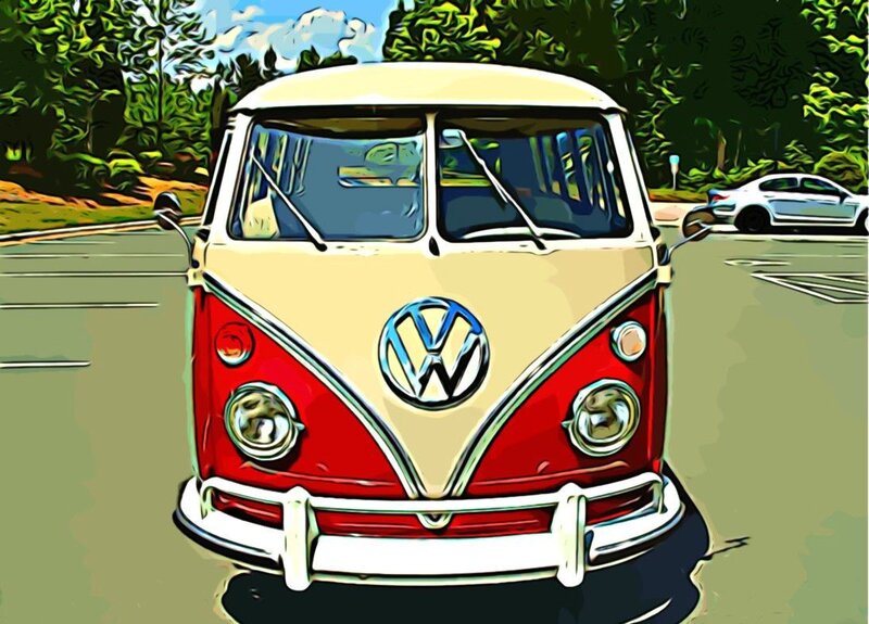 Red and Beige Van