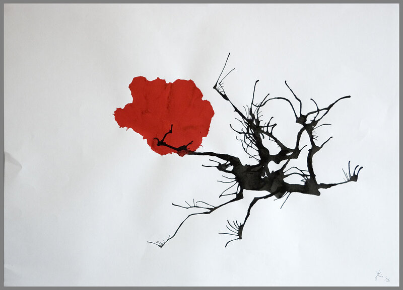 Red and black abstract art