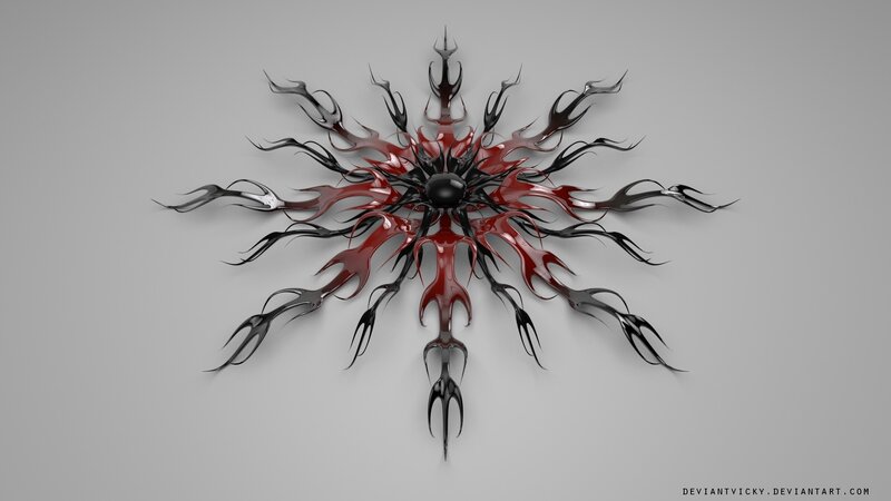 Red and Black Abstract Design — Dramatic, Digital Art, Spikes