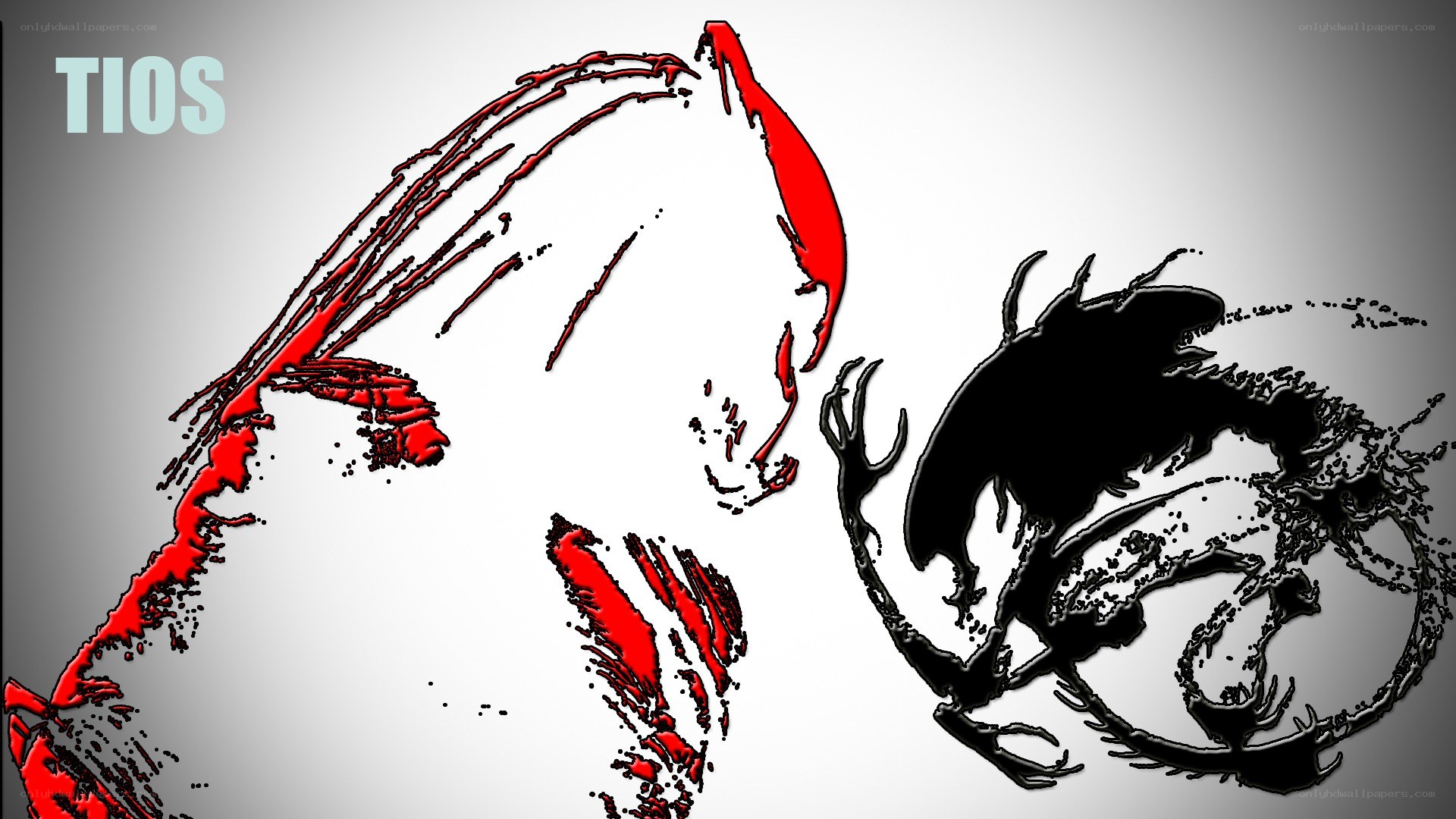 Red and black abstract figures