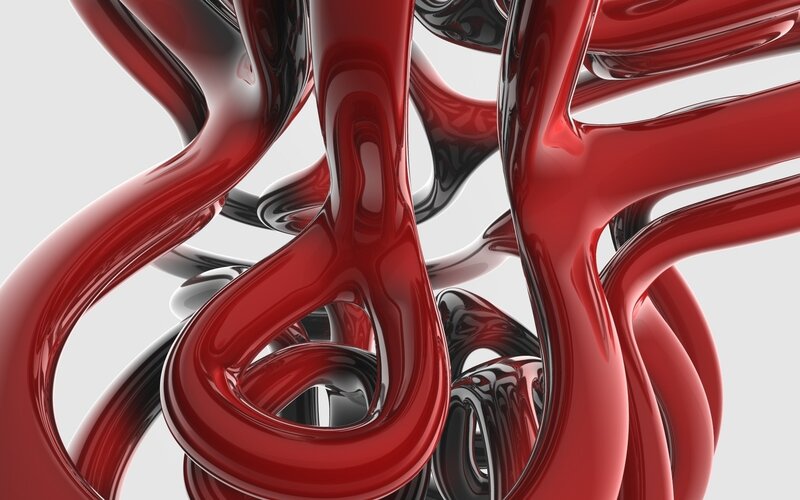 Red and Black Abstract Forms