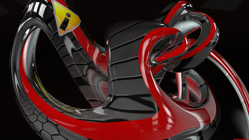 Red and Black Abstract Sculpture — 3d Render, Warning Sign
