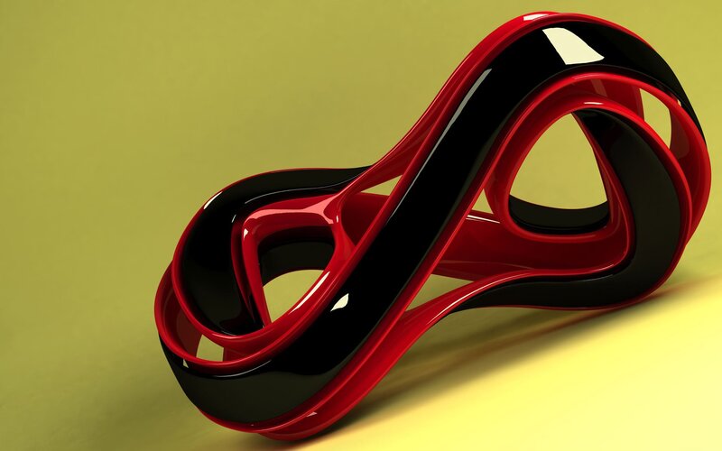 Red and black abstract sculpture