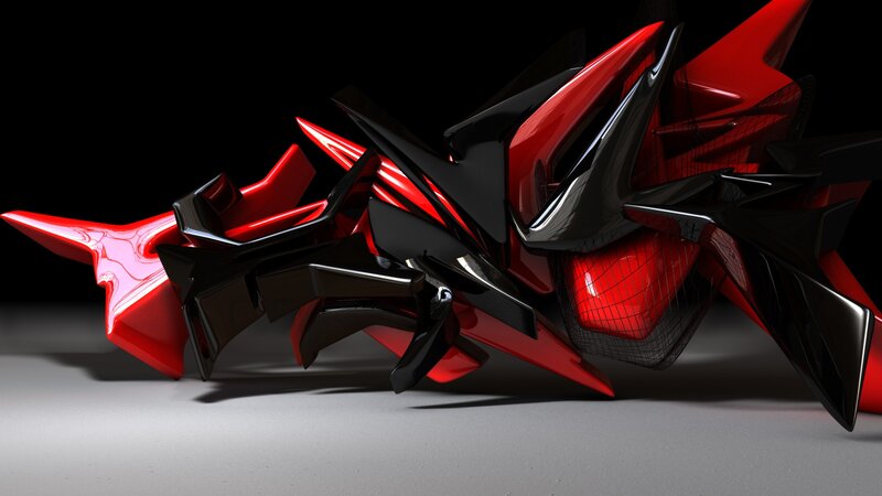 Red and Black Abstract Sculpture — Dramatic