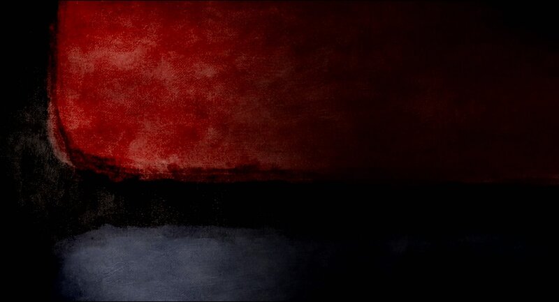 Red and Black Abstract Shape — Dramatic, Dark Background