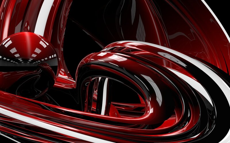 Red and Black Abstract Shapes — 3d Render