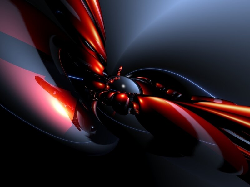 Red and Black Abstract Shapes — Dramatic, Digital Art, Spheres
