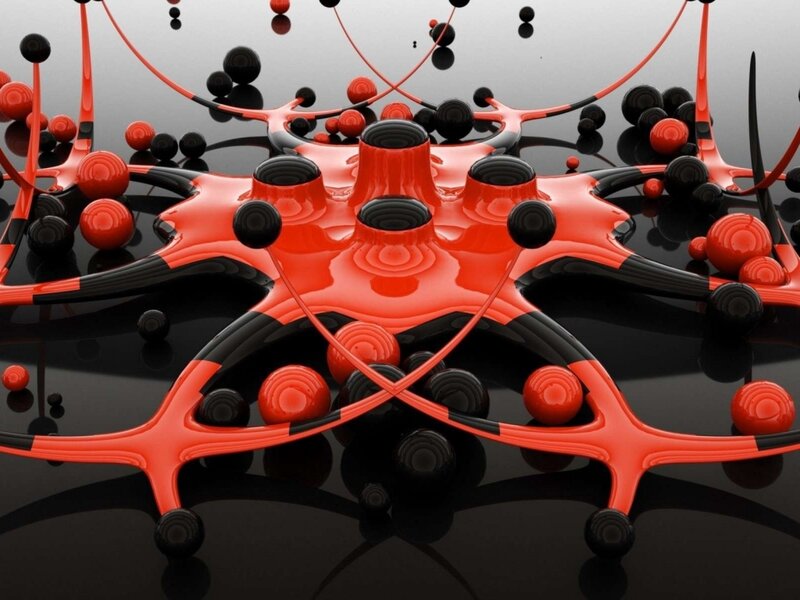 Red and Black Abstract Structure