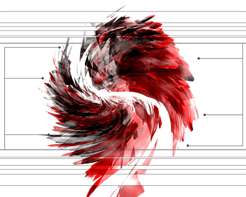 Red and black abstract swirl