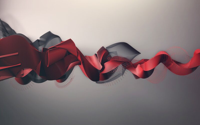 Red and Black Abstract Waves — Digital Art