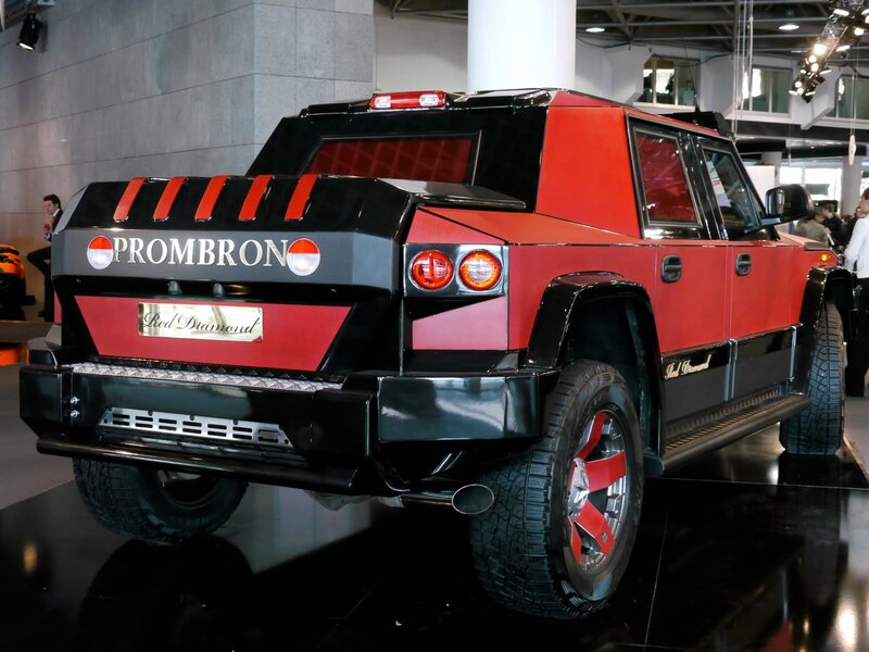 Red and black armored truck