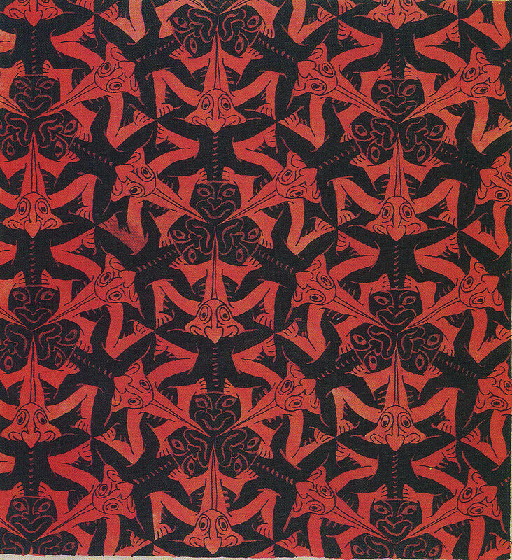 Red and black bird pattern