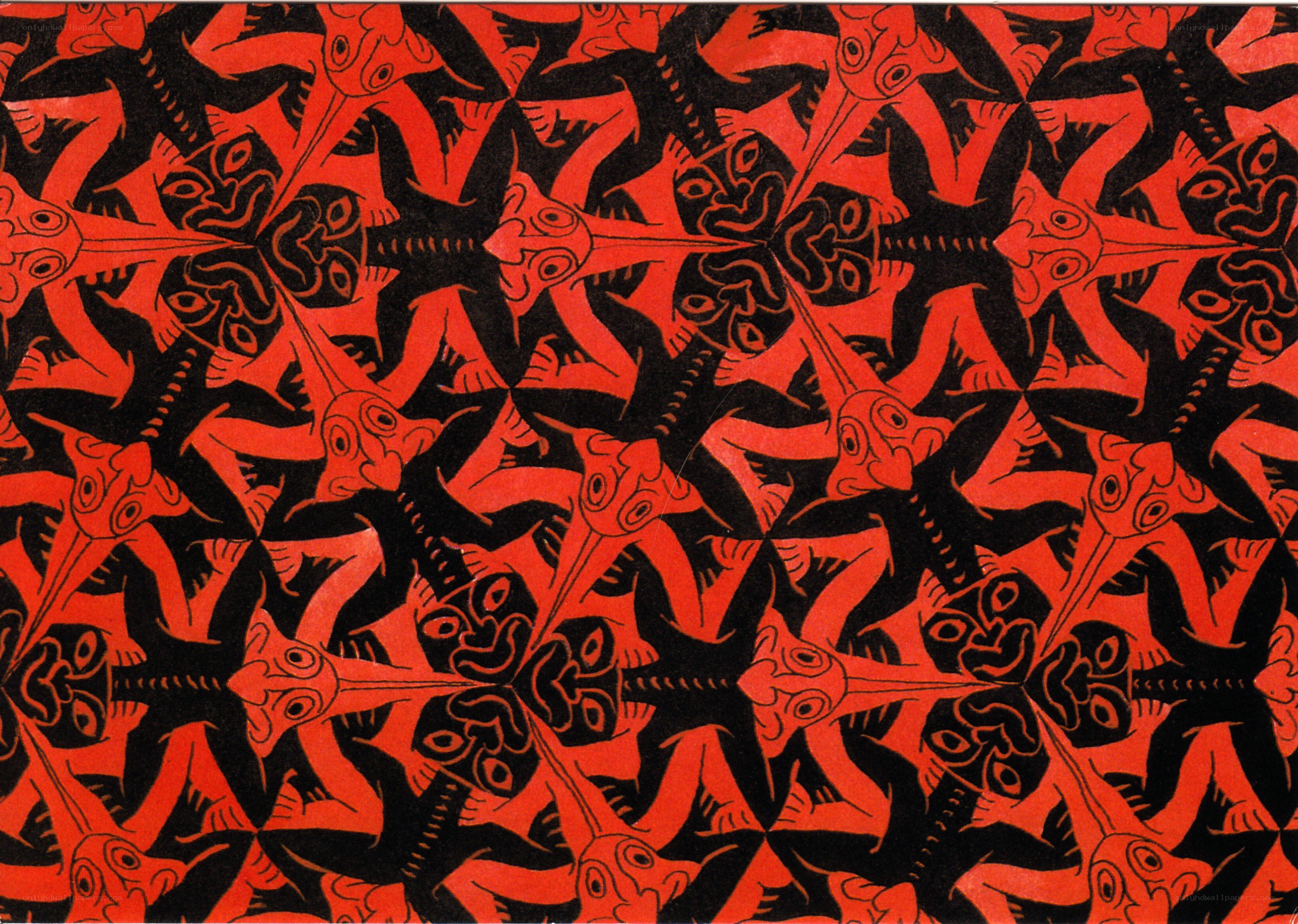 Red and black bird pattern