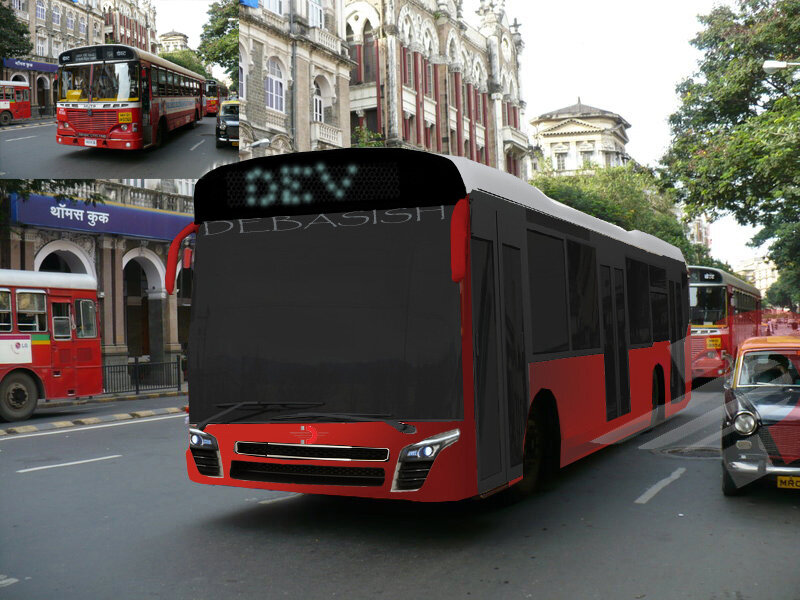 Red and Black Bus
