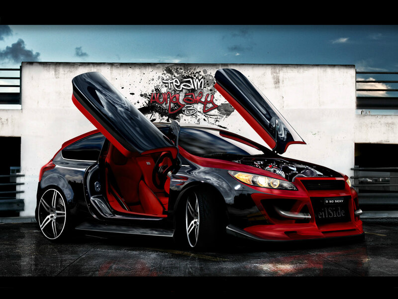 Red and Black Car — Dramatic