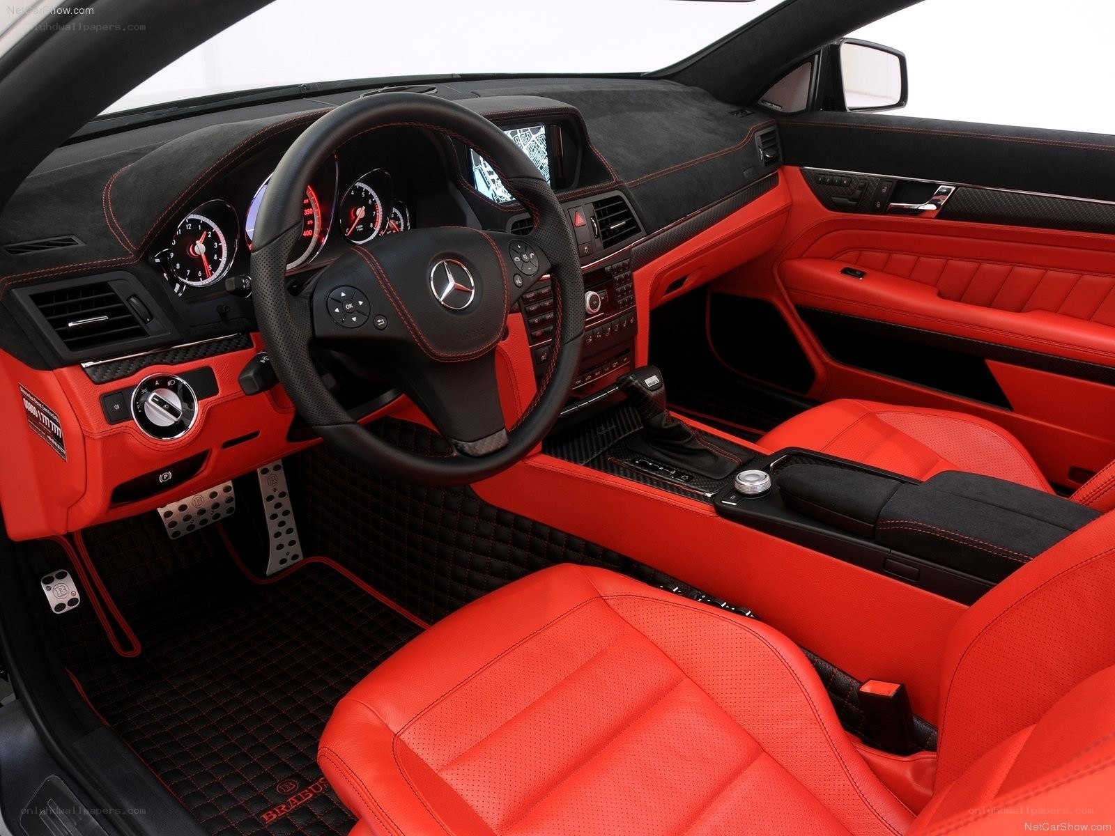 Red and black car interior