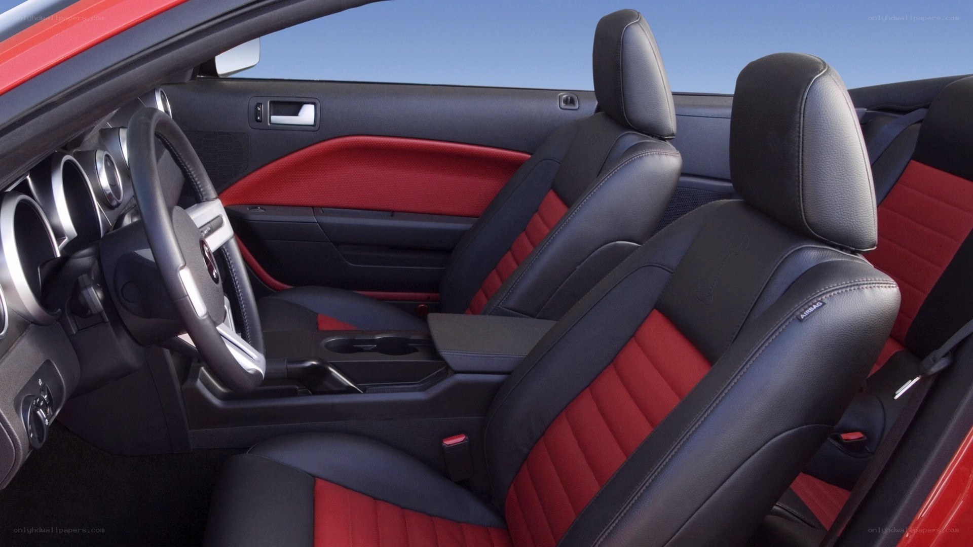 red and black car interior