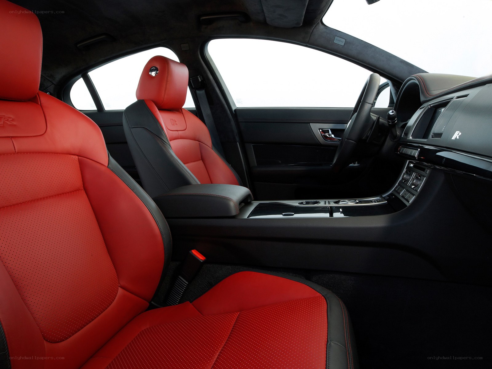 Red and black car interior