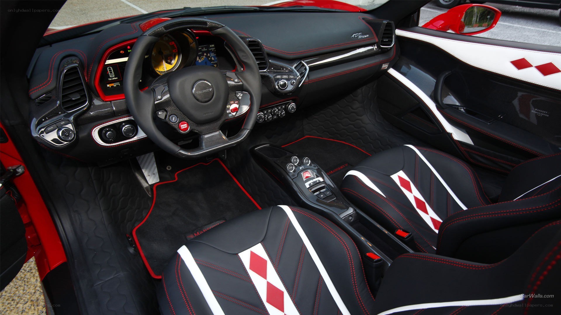 red and black car interior