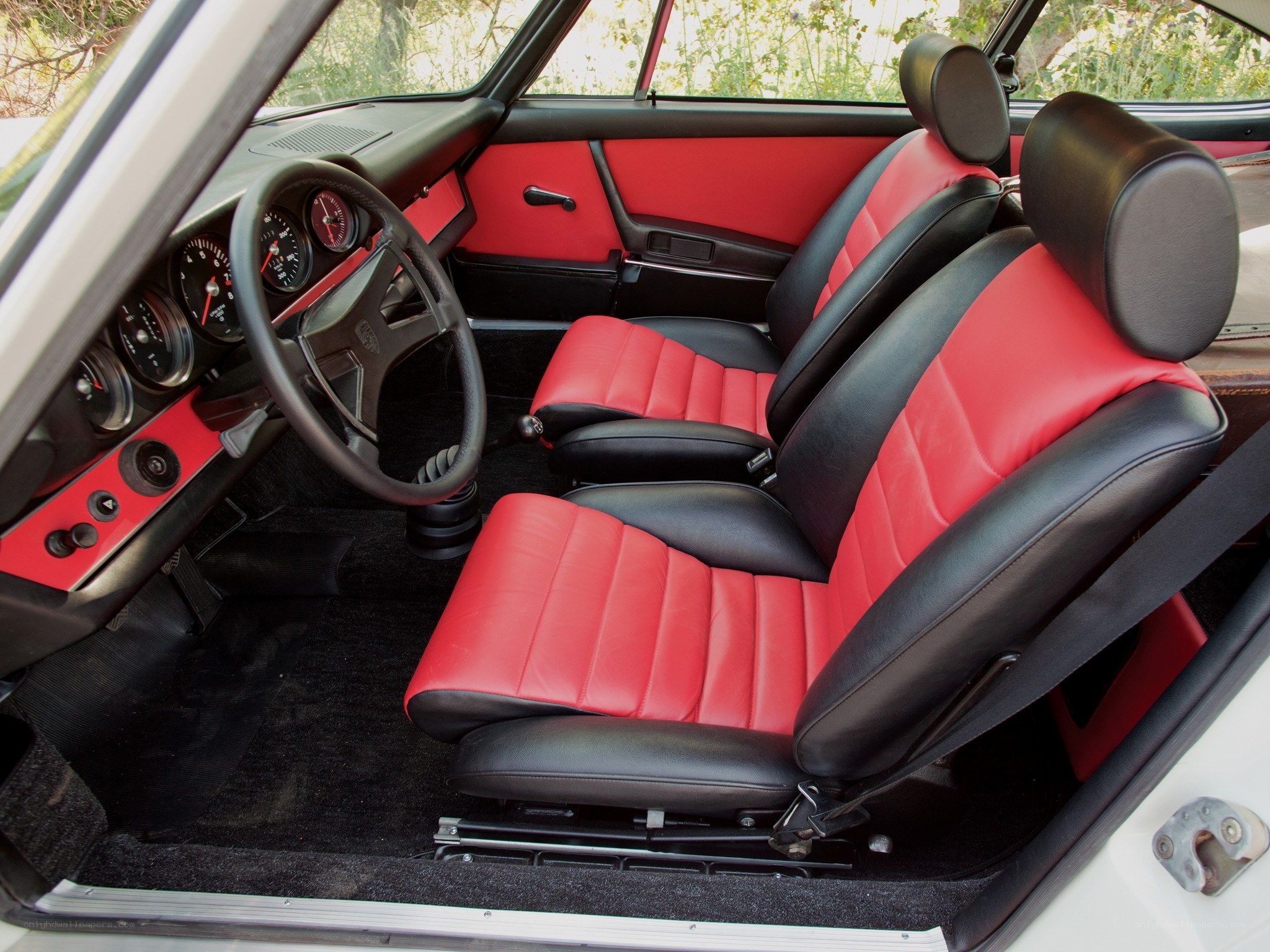 Red and black car interior