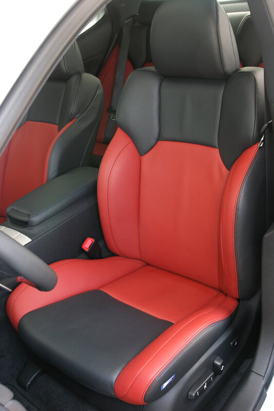 red and black car seats