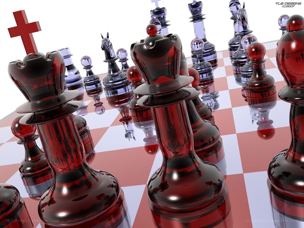 Red and black chess pieces