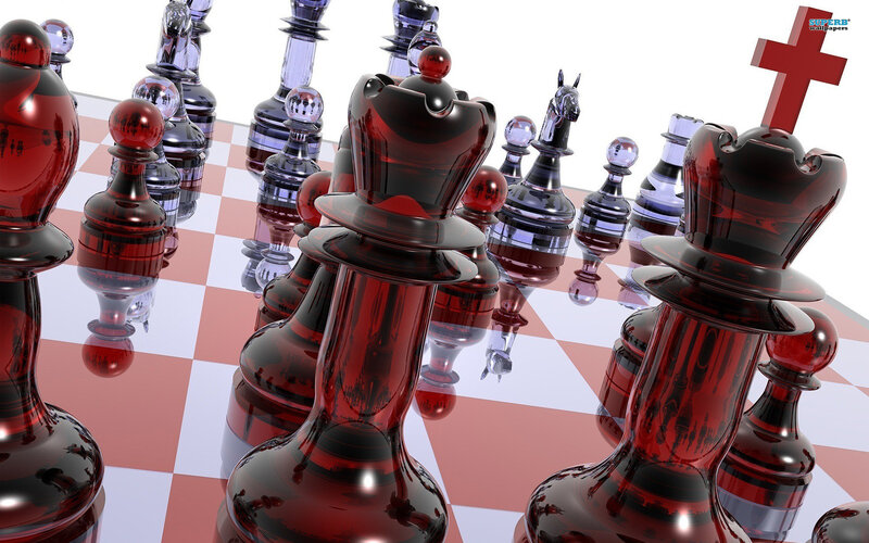 Red and Black Chess Pieces — Dramatic, 3d Render