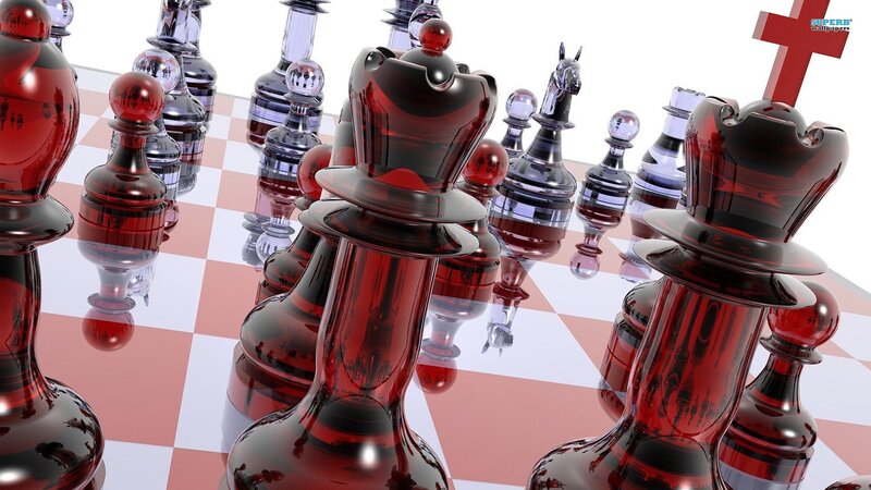 Red and Black Chess Pieces — Dramatic