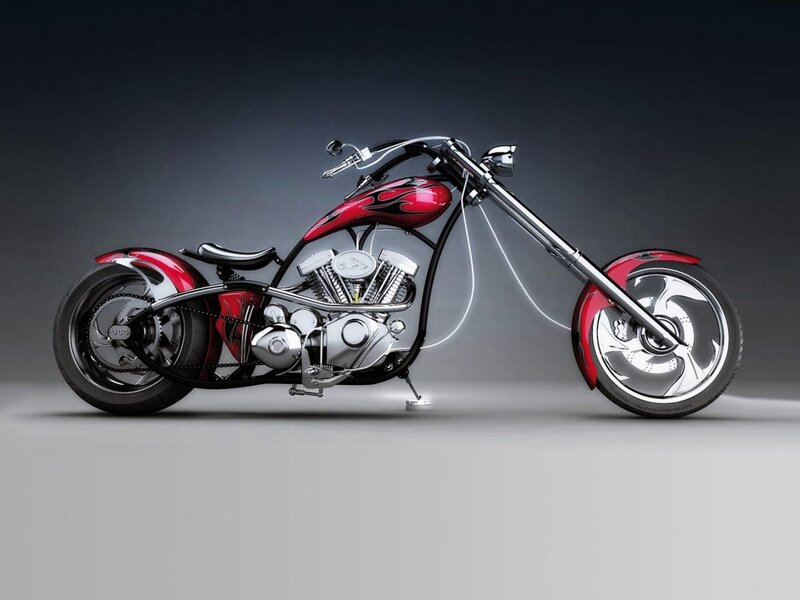 Red and Black Chopper Motorcycle — Dramatic