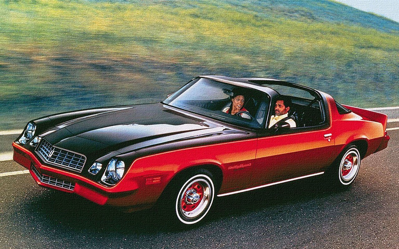 Red and black classic convertible