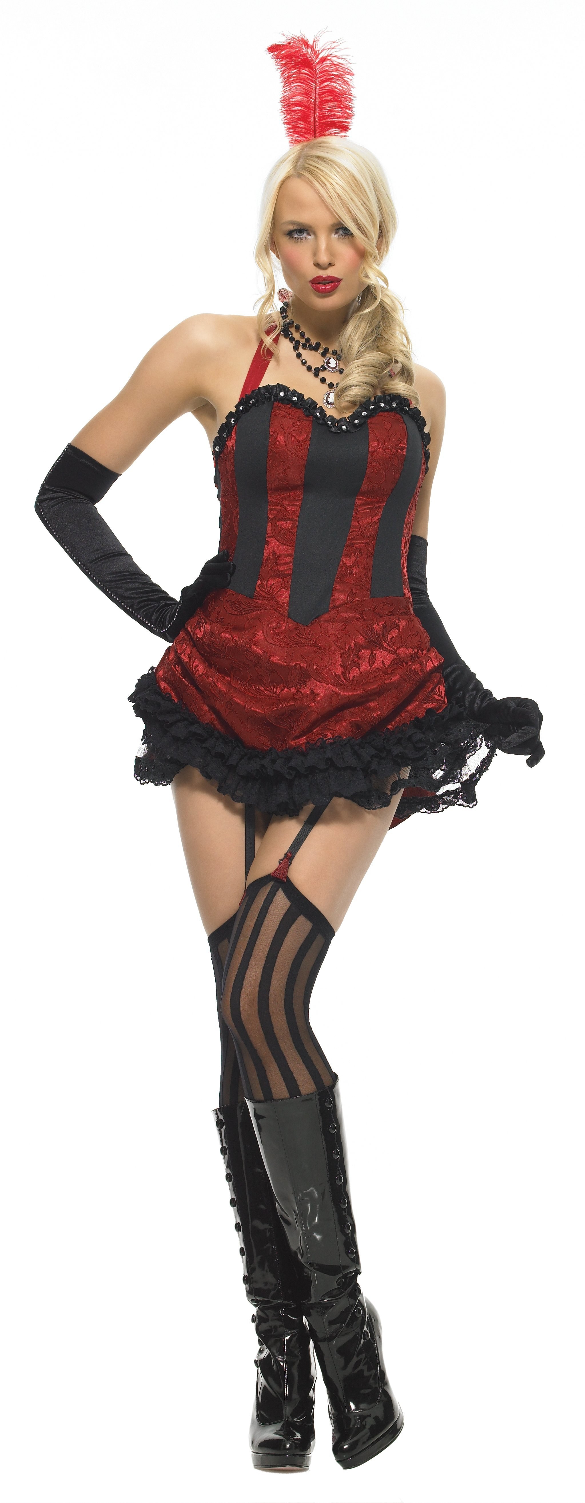 red and black corset costume