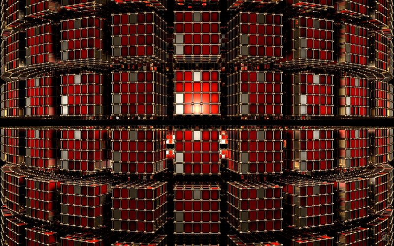 Red and black cube grid