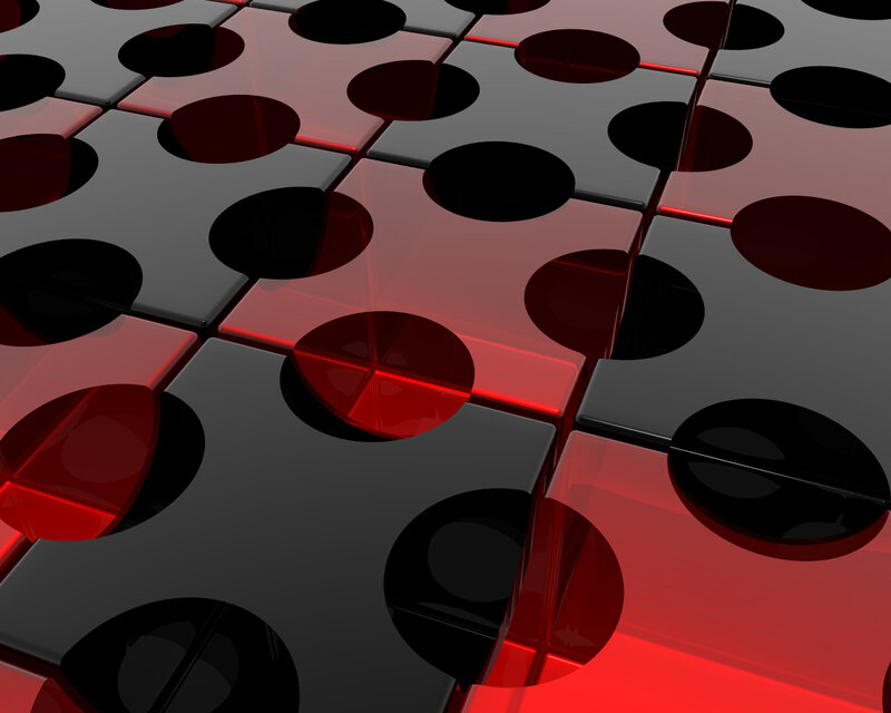 Red and Black Cubes — Abstract, 3d Render, Circles
