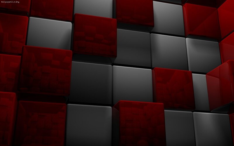 Red and Black Cubes — Abstract