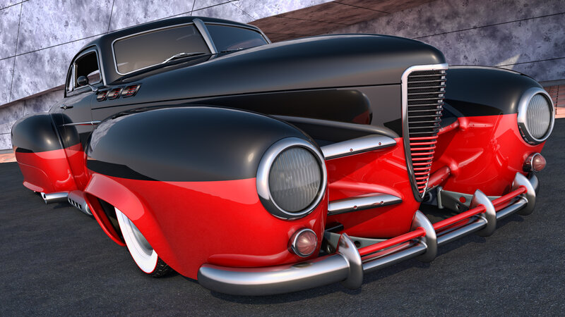 Red and Black Custom Car — Dramatic