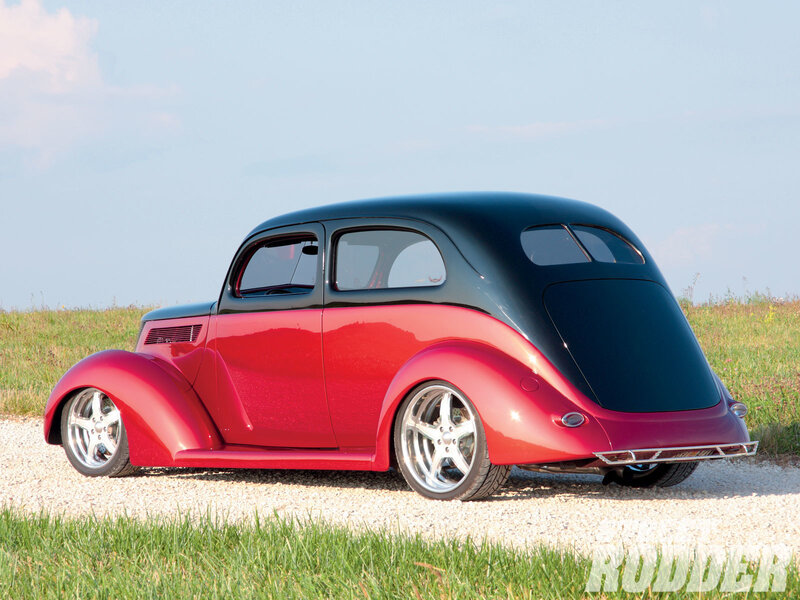 Red and Black Custom Car