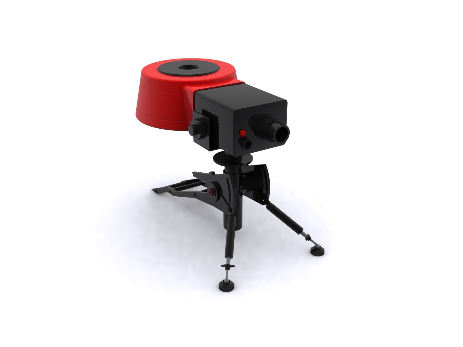 red and black device on tripod