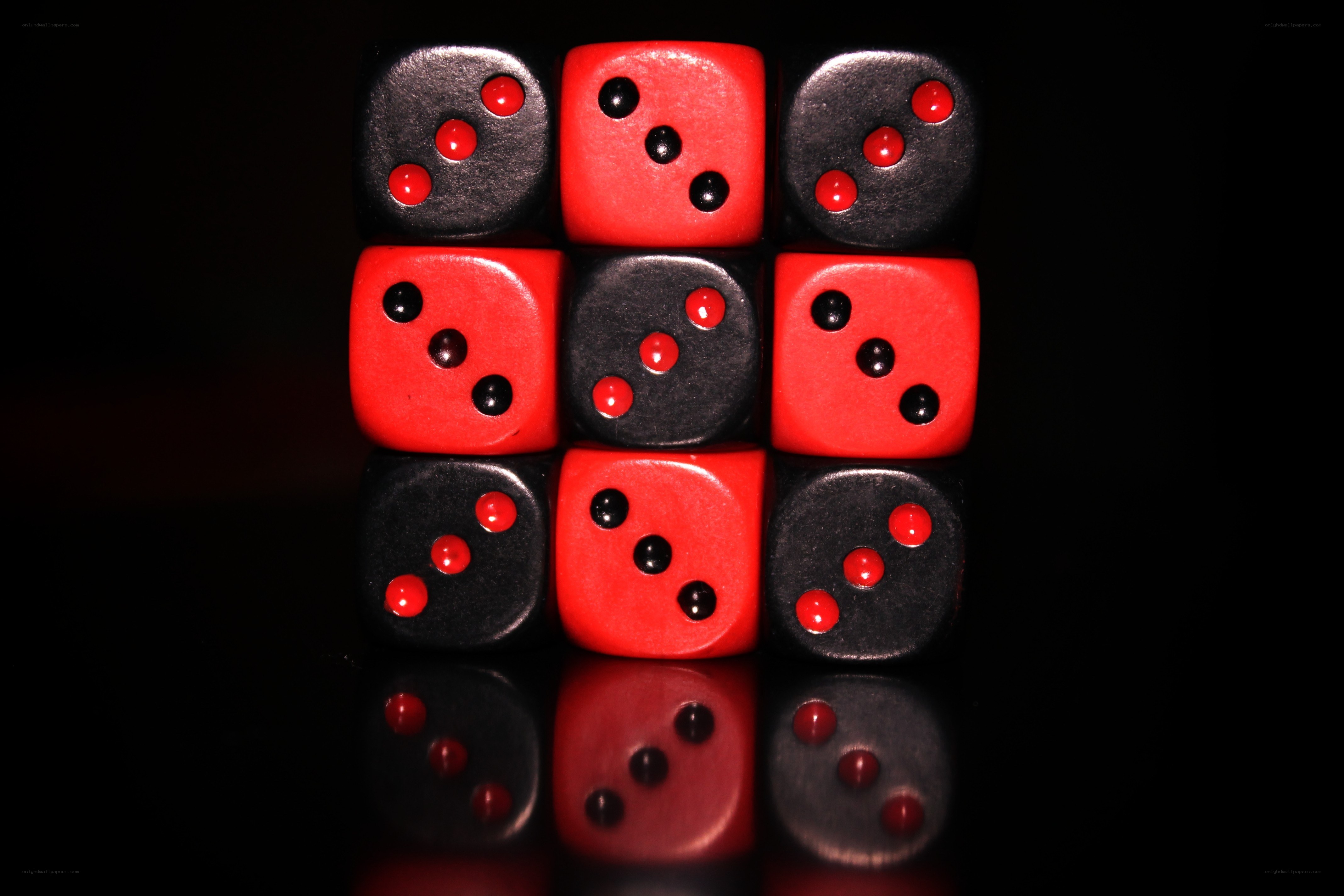Red and black dice arrangement