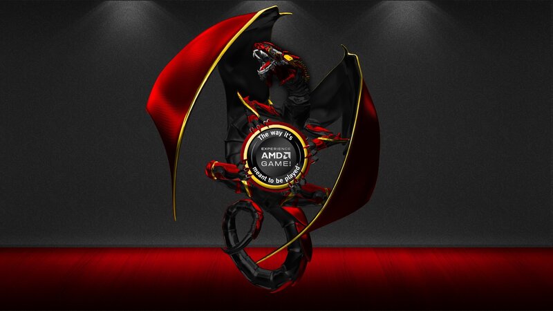Red and Black Dragon — Dramatic, Digital Art, Logo
