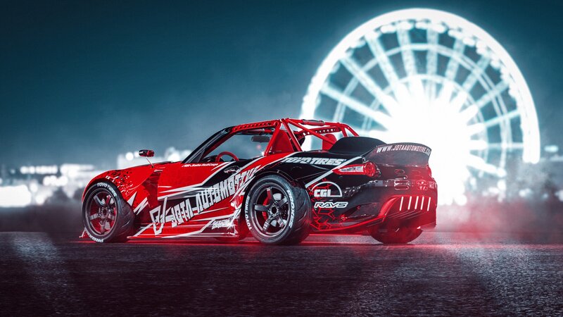 Red and Black Drift Car