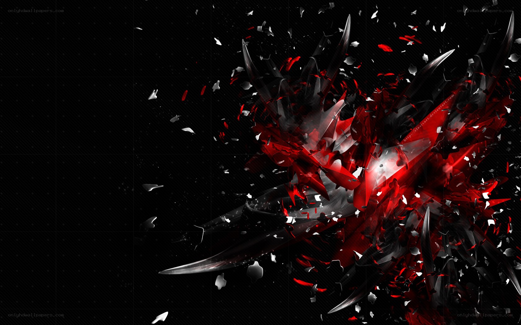 Red and black explosion art