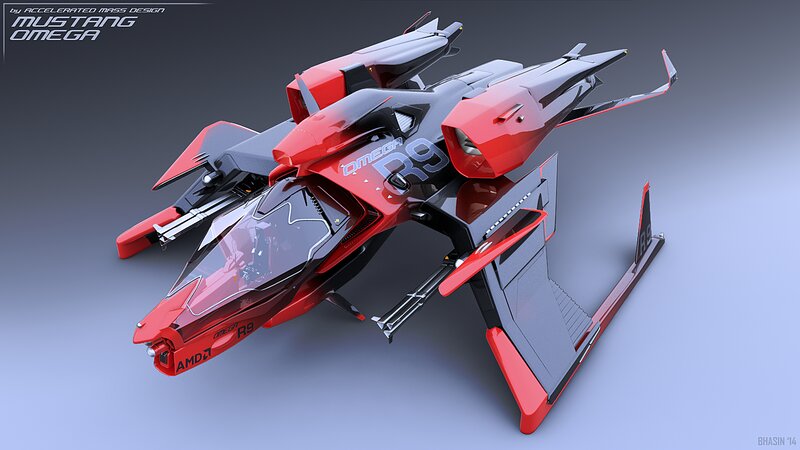 Red and Black Fighter Jet — Futuristic