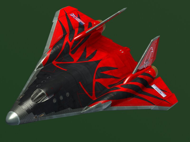 red and black fighter jet
