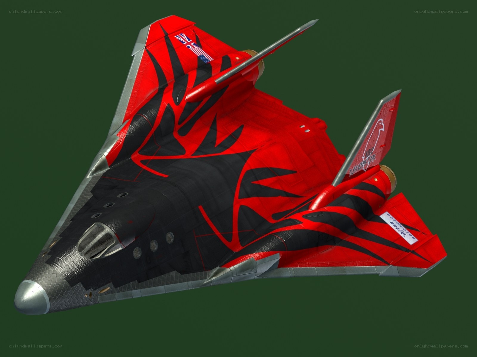 red and black fighter jet