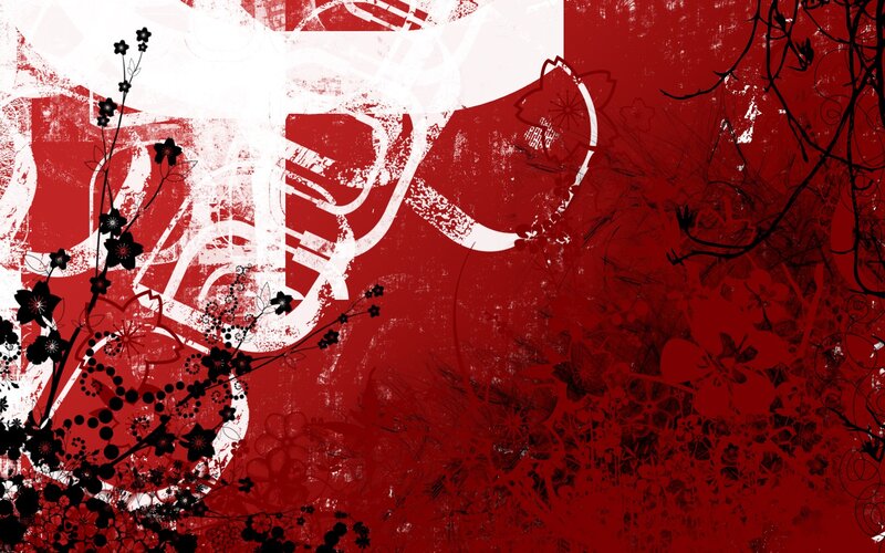 red and black floral abstract art