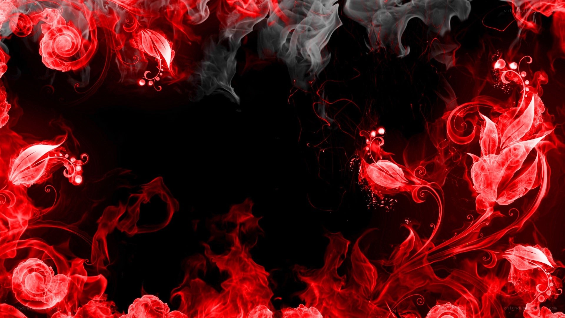 Red and black floral smoke design
