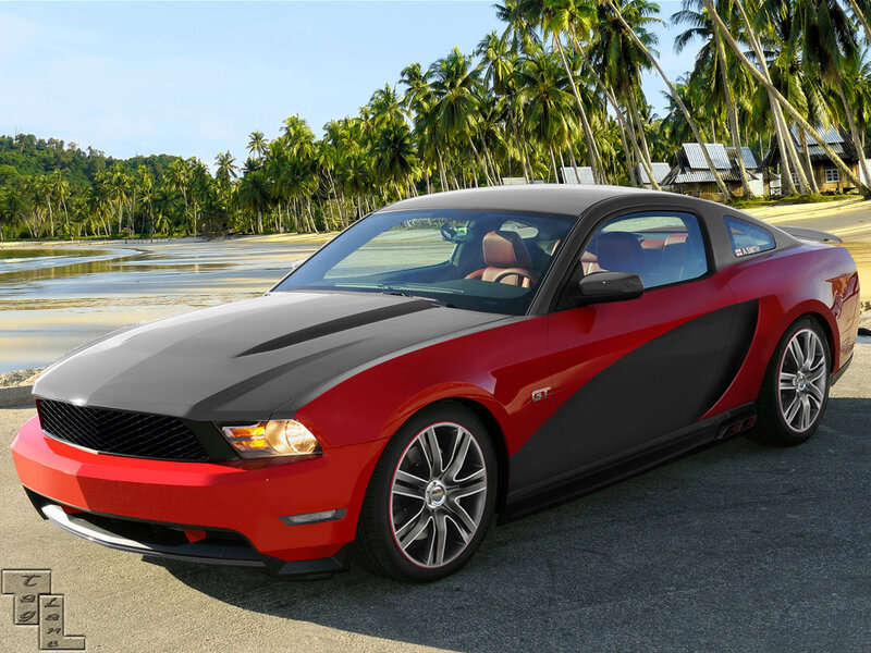 Red and black Ford Mustang GT